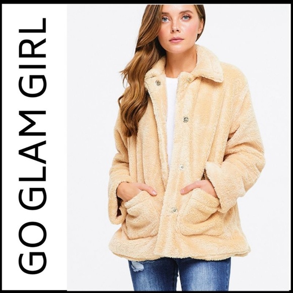 Glam Girl Fashion Jackets & Blazers - NWT Beige Long Sleeve Fleece Coat w/Pockets, Large